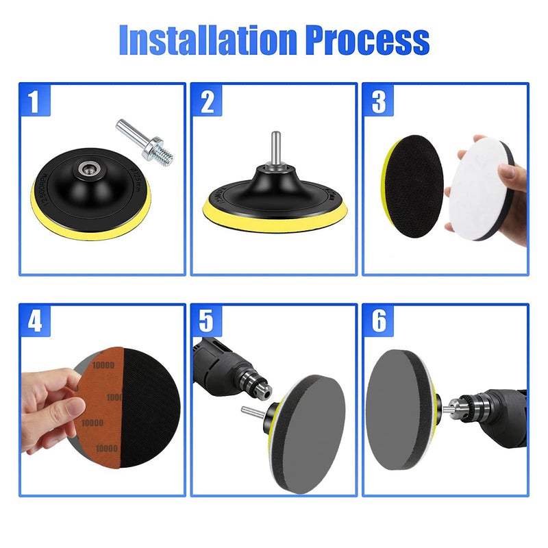 Depvko Water Grit Sandpaper 60/80/100/150/320/600/1000/1200/2500/4000/7000/10000 and 5-inch Backing Pad Set  Wet Dry Electric Hook &Loop Sanding Disc with Pad  Grinding Abrasive Paper - Image 4